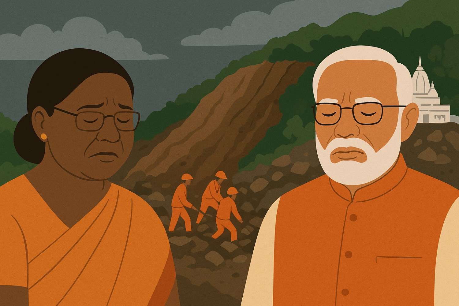 President Murmu and PM Modi lament the deaths of the Vaishno Devi landslide; rescue efforts are in progress.